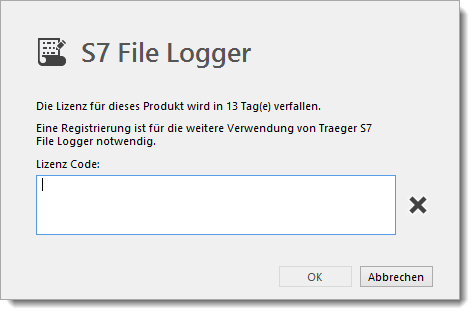  S7-FileLogger Lizenzeingabe