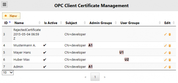 OPC CLient Zertifikate