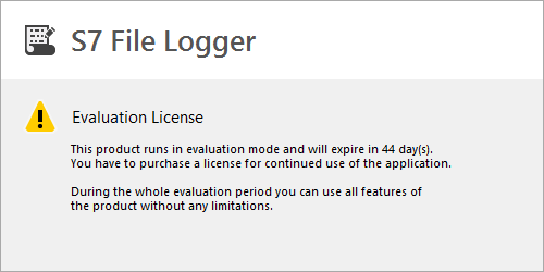  S7-FileLogger license message